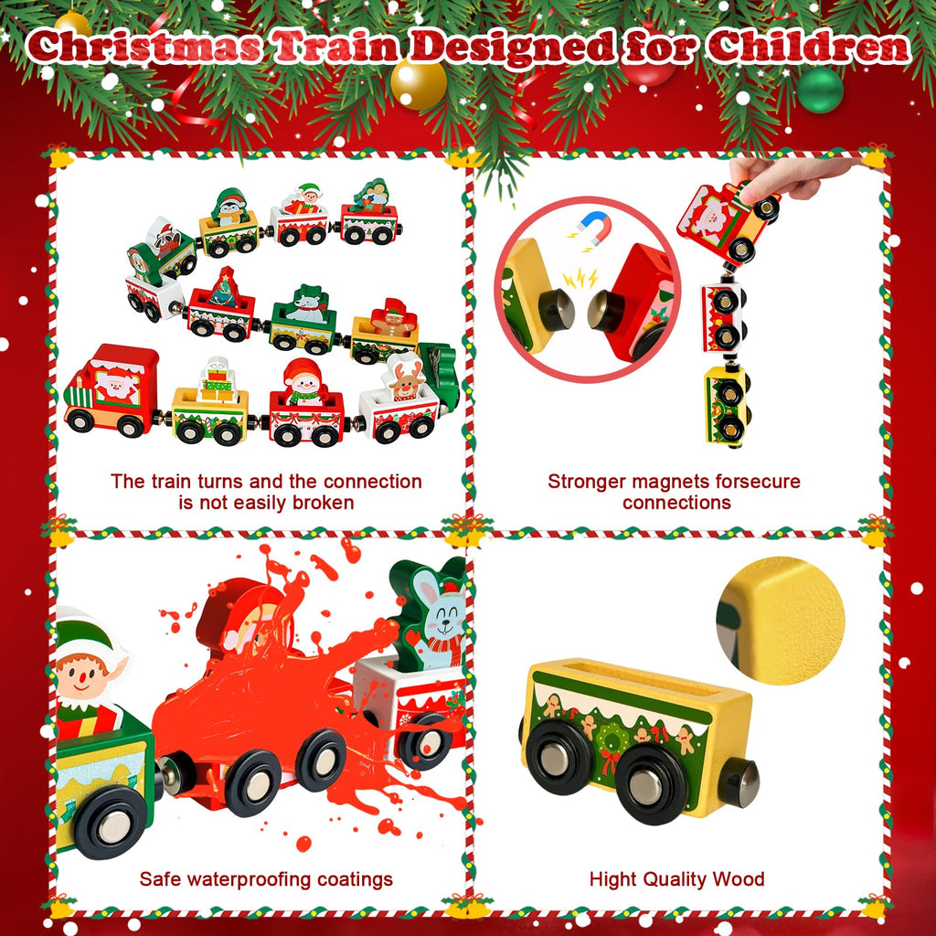 Advent Calendar 2026 Magnetic Wooden Animal Train for Kids,24 Day Christmas Advent Calendar Surprise Train,Montessori Magnetic Train Toy Christmas Countdown Gift for Toddlers,Boys and Girls