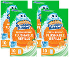 Scrubbing Bubbles Flushable Toilet Wand Refills, Fresh Brush Toilet Cleaner Refill Pads, Cleans Limescale & Fights Odors, Citrus Scent, 10 Count, Pack of 4