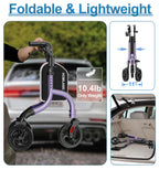 HOMLAND 3 Wheel Walkers for Seniors, Foldable Wheeled Rollator with Cane Hold and Cup Hold, Lightweight Three Wheel Rolling Walker Height Adjustable for Seniors