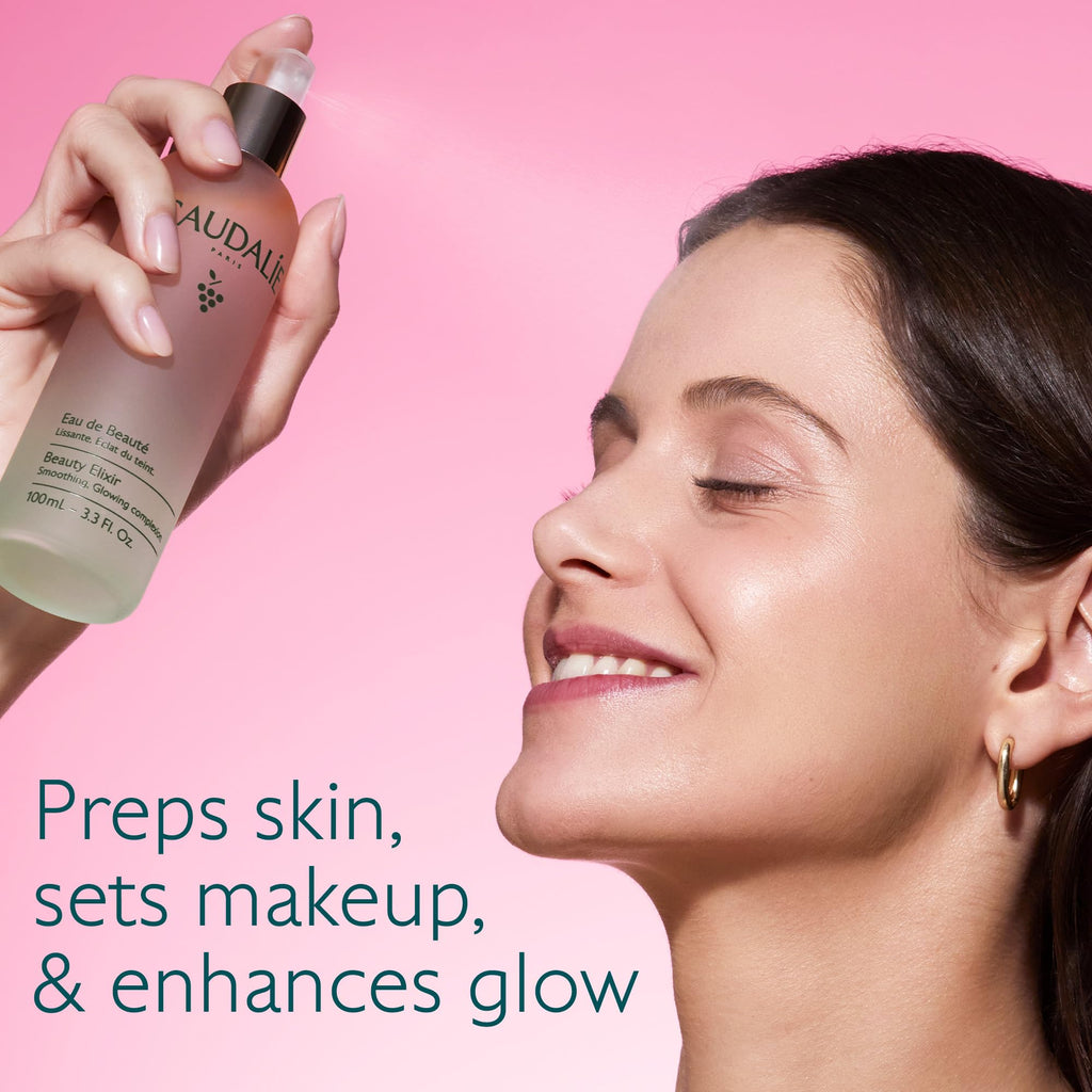 Caudalie Beauty Elixir Face Mist: Toner That Tightens Pores + Reduces Dullness + Sets Makeup - 100 mL