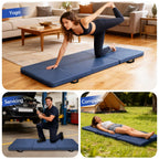 JZHLLA Foldable Fall Protection Mat for Elderly Blue Waterproof Non Slip Floor Mats with High-Resilience Foam 72 * 24 * 2 Inch Bedside Floor Mats for Elderly, Handicap, Senior