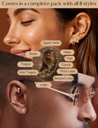 Opal Hypoallergenic Flat Back Earrings for Women Stud Hoop Earring Stacks