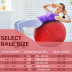 Fitvids 26-inch Red Anti-Burst Slip Resistant Exercise Ball, 2000-Pound Capacity, Includes Free Foot Pump