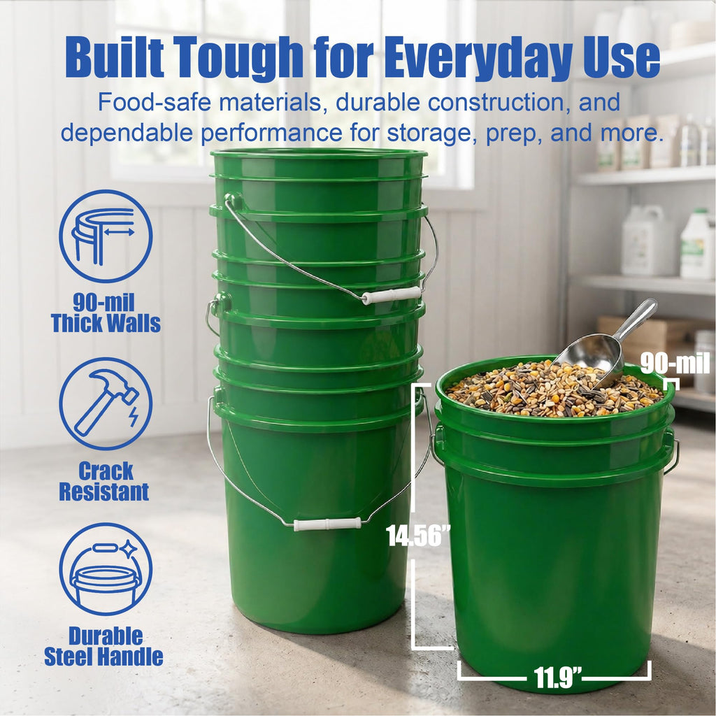ePackageSupply 5 Gallon Bucket - Food Grade Bucket Lid Not Included, Green