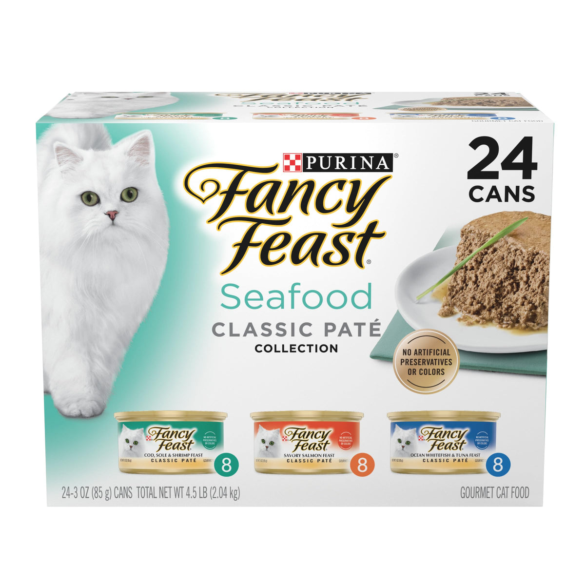 Purina Fancy Feast Seafood Pate Wet Cat Food Variety Pack (24) 3oz Cans