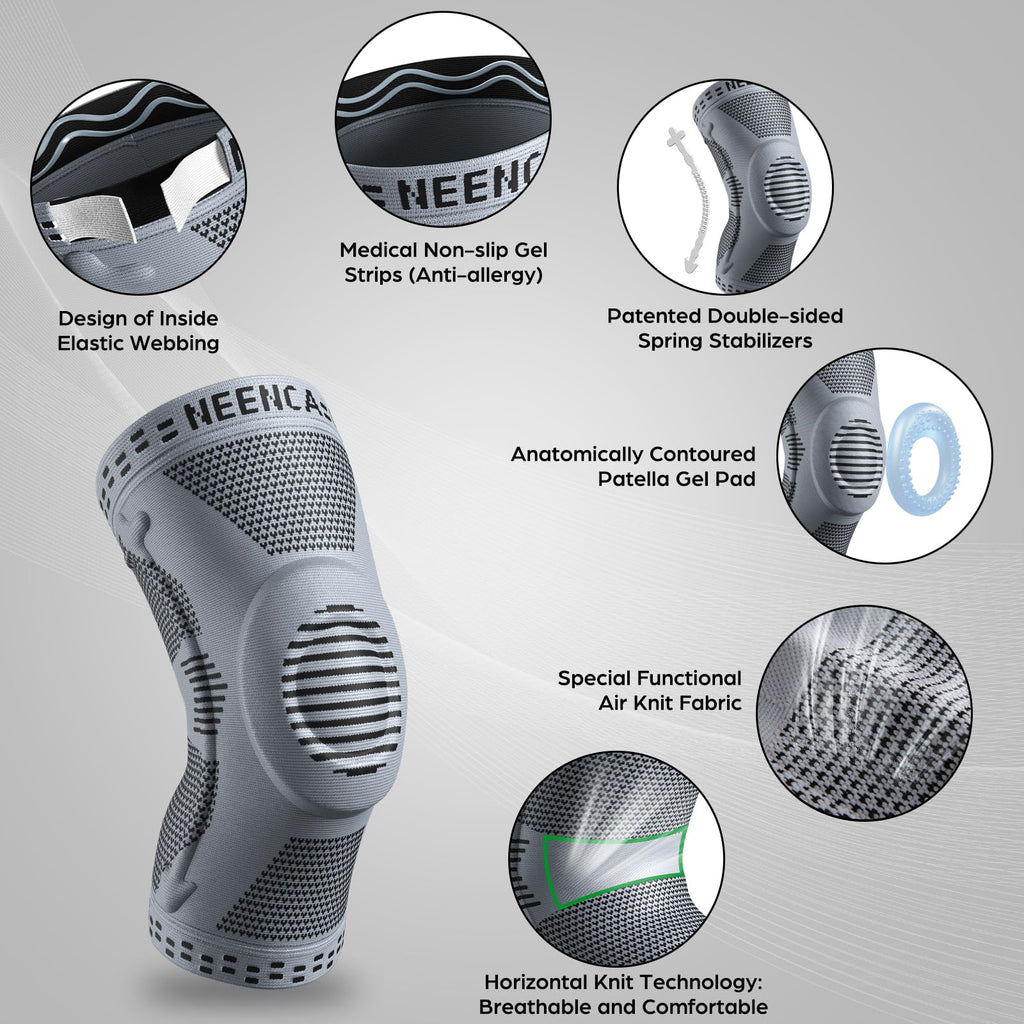 NEENCA Professional Knee Brace for Pain Relief, Medical Knee Support with Patella Pad & Side Stabilizers, Compression Knee Sleeve for Meniscus Tear, ACL, Joint Pain, Runner, Workout - FSA/HSA Eligible