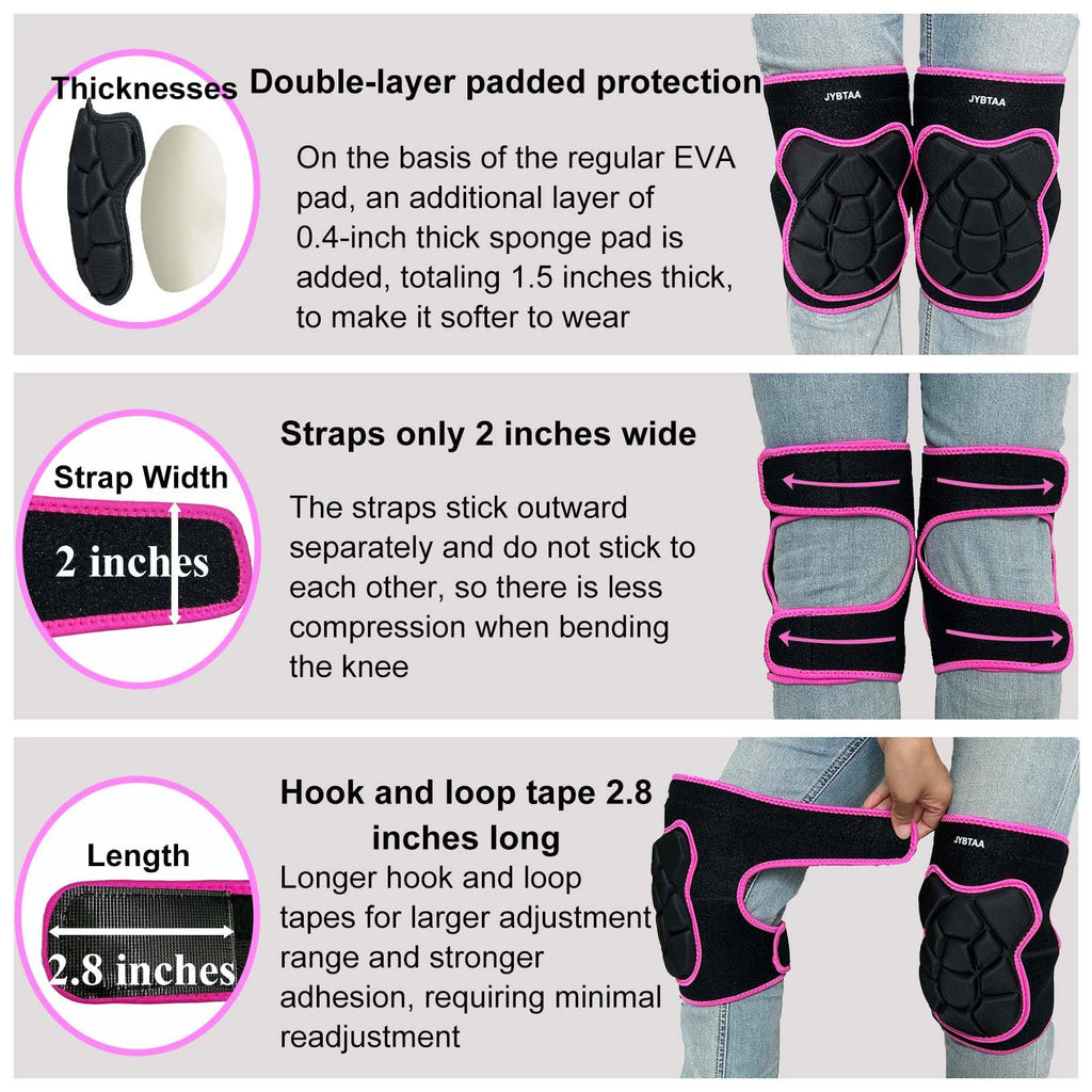 Men/Women Knee Pads with Adjustable Flexible Foam Pad, Rose Red L (1 Pair)