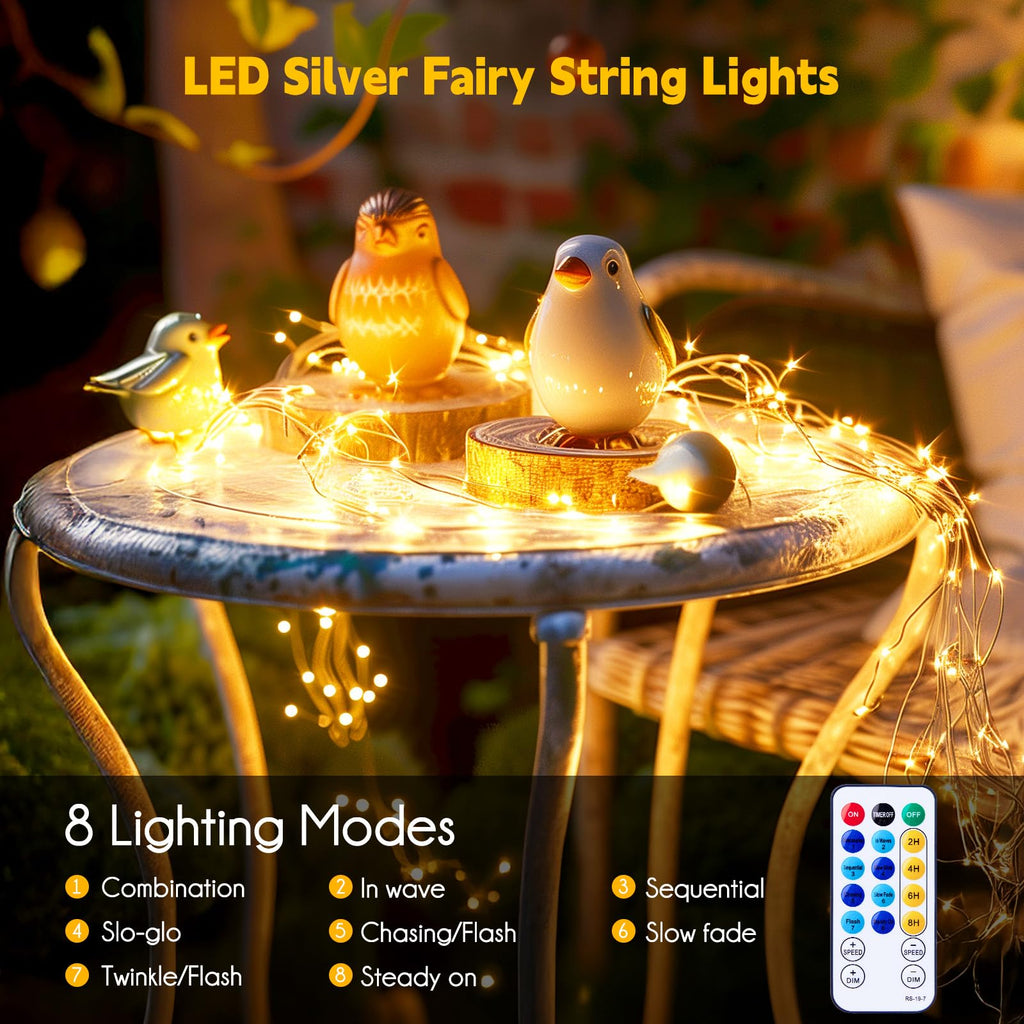Minetom 66 Feet 200 LEDs USB Fairy String Lights with Remote, Copper Wire Starry Lights for Bedroom Wall Ceiling Christmas Tree Wreath Craft Wedding Party Decoration, Warm White