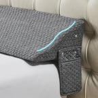 Yojoker Queen Size Bed Wedge Pillow for Headboard Gap, Wedge Pillow Headboard with Side Pockets and Wave Contour, High-Density Foam Bed Gap Filler (0-6"), 60x10x6 Inch, Gray