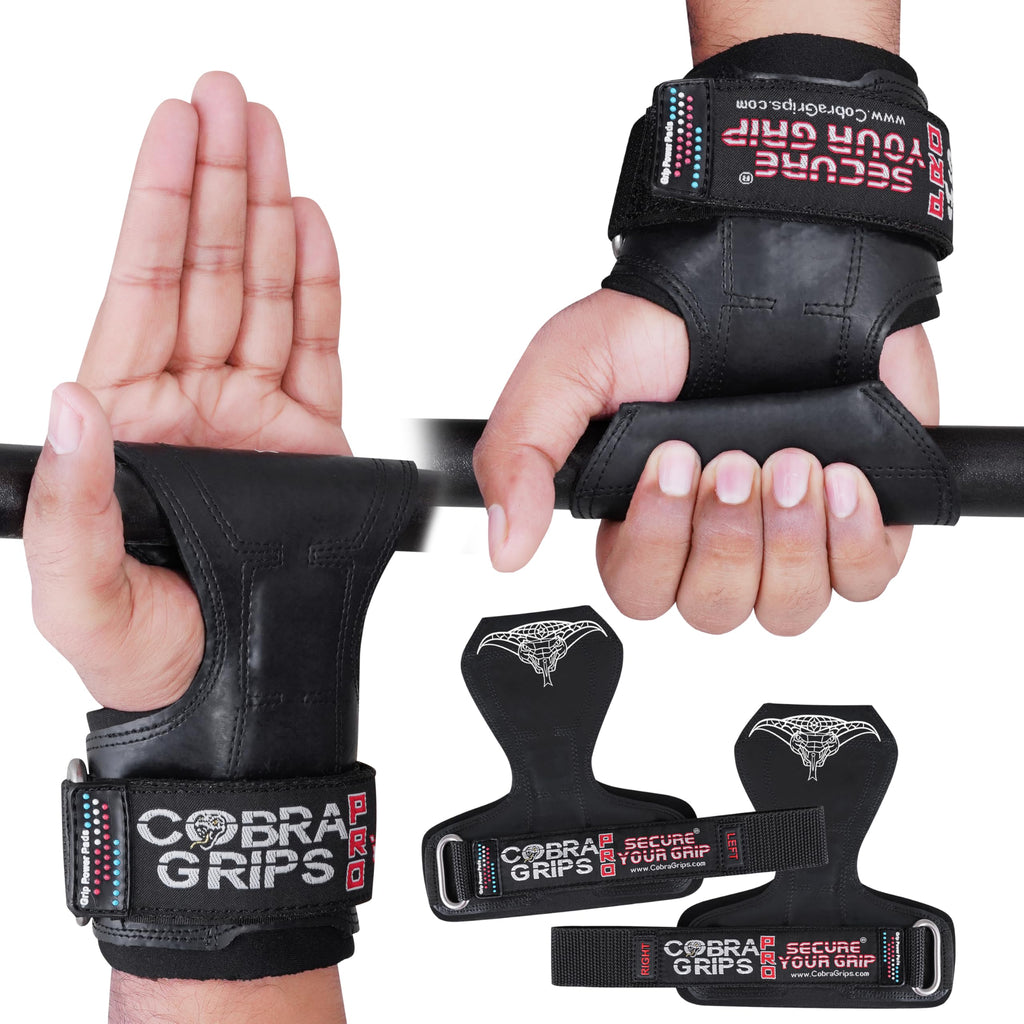 Cobra Grips PRO Weight Lifting Gloves, Heavy Duty Straps, Alternative to Power Lifting Hooks, for Deadlifts with Built in Adjustable Neoprene Padded Wrist Wrap Support