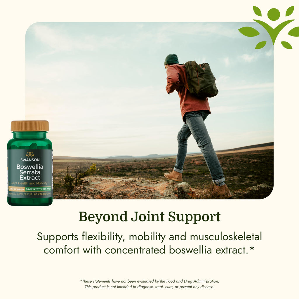 Swanson Boswellia Serrata Extract - Herbal Supplement for Joint Support - Aids Mobility & Flexibility* - Contains 5-LOXIN Standardized Boswellia - Non-GMO - 60 Veggie Caps