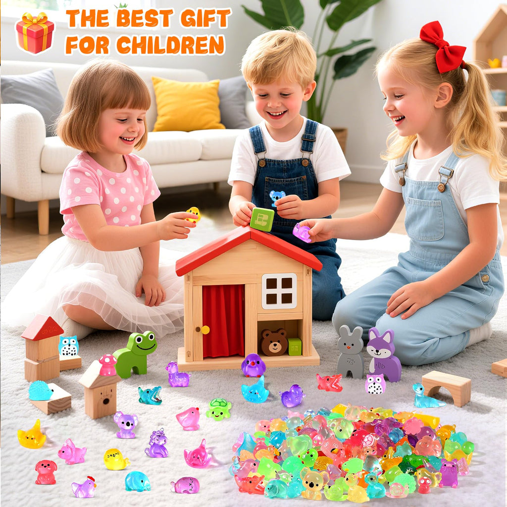 LOVEXIRAN 200PCS Luminous Mini Resin Animals, Small Animal Figures to Hide