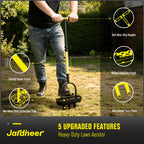 Jardineer Lawn Aerator Coring Tool with Soil Core Tray, Core Aerator with 4" Deep Plugs and Wider Foot Pedal, Manual Grass Plug Aeration Tool for Compacted Soil, Improving Lawn Health