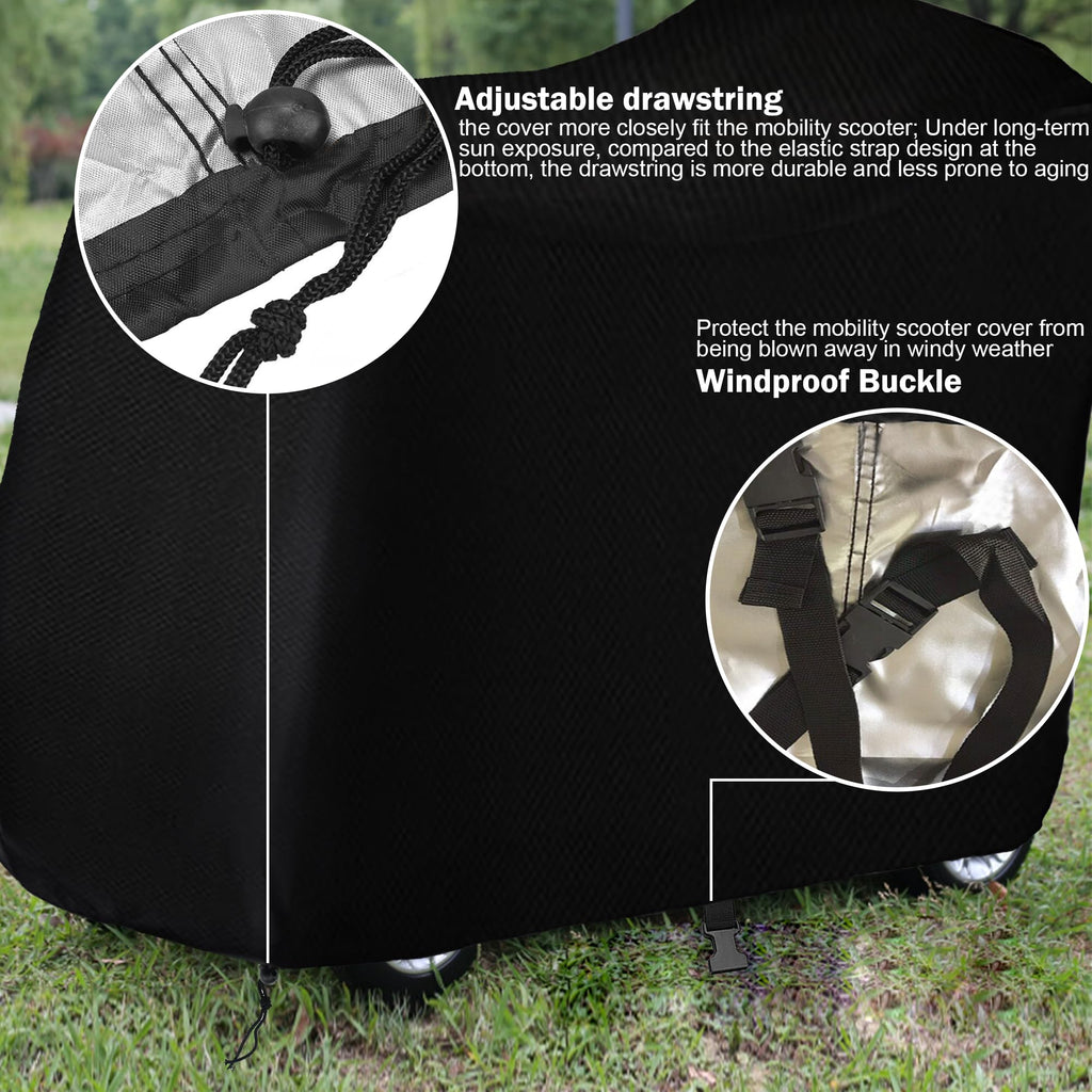 Sqodok Mobility Scooter Storage Cover, 420D Waterproof Wheelchair Cover for Storage, Mobility Scooter Accessories for All-Weather Outdoor Protection Dust Cover, 55" x 26" x 36"