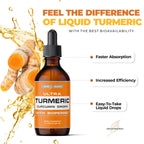 Ultra6 Nutrition Liquid Turmeric Curcumin Extract with Black Pepper - Turmeric Drops with Bioperine - Easy-to-Take Supplements Made in USA (60ml)