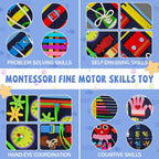 Gojmzo Busy Board Montessori Toys for Toddler Boys & Girls Gifts, Sensory Toys for Toddlers, Educational Travel Preschool Activities Learning Alphabet Count Fine Motor Skills