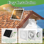 Solar Exhaust Fan, 25W Solar Panel + 8" Ventilation Vent Fan, with Power Adapter, Anti-backflow Valve, High Speed Solar Powered Exhaust Fan for Shed, Chicken Coop, Greenhouse, Dog House (White)