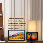 Dreamholder Table Lamp with 3 USB Charging Ports, Modern Desk Lamp with AC Outlet and Phone Stands, Perfect Bedside Lamp for Bedroom, Living Room, Office (Pack of 2), Cream
