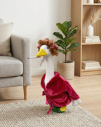 Bathrobe Porch Goose Outfits, Red Robe & Curlers Fits 23" Lawn Statue