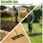 Strifuture Lawn Leveling Rake 30x10 Inch - Adjustable 47-77 Inch Handle, 180° Rotating Head, Heavy-Duty Rust-Resistant Steel for Lawns, Golf Courses, Driveways