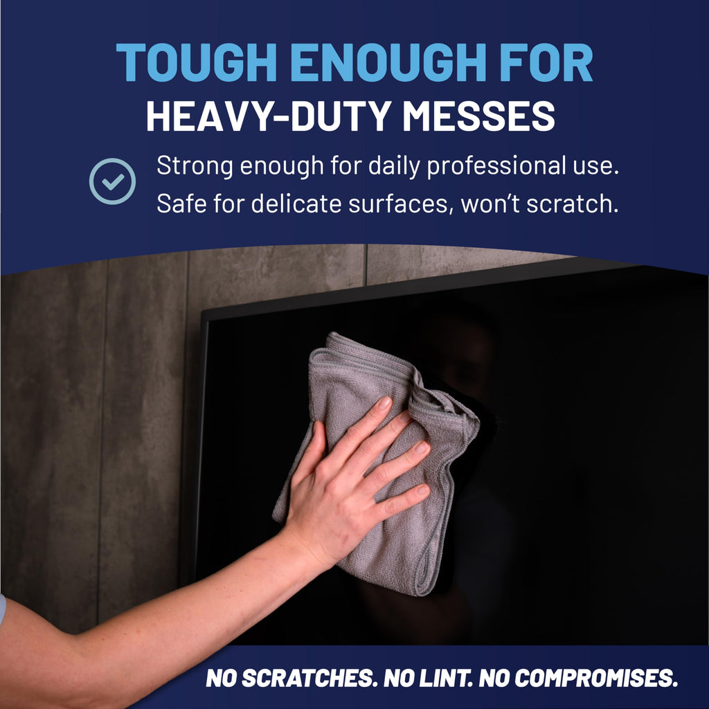 12" x 12" MW Pro Multi-Surface Microfiber Cleaning Cloths | Gray - 48 Pack | Premium Microfiber Towels for Cleaning Glass, Kitchens, Bathrooms, Automotive, Supplies & Products