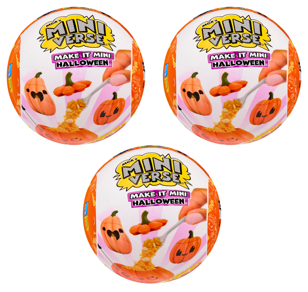 MGA's Miniverse Make It Mini Halloween (3 Pack), Beetlejuice, Mini Collectibles, Mystery Blind Packaging, Spooky, Halloween, Seasonal, DIY, Crafts, Resin Play, Replica Food, NOT EDIBLE, Collectors, 8+