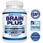 Arazo Nutrition Premium Brain Function Supplement – Memory, Focus, Clarity – Nootropic Booster with DMAE, Bacopa Monnieri, L-Glutamine, Multi Vitamins, Multi Minerals