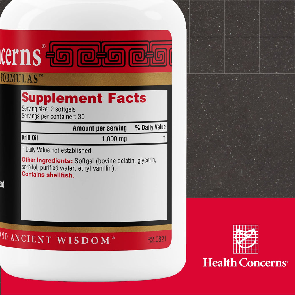 Health Concerns EPAQ – Brain Health Support Supplement – 1,000 mg of Krill Oil Per Serving – Cognitive Function & Heart Health – Chinese Herbal Supplement – Antioxidants & Phospholipids – 60 Softgels