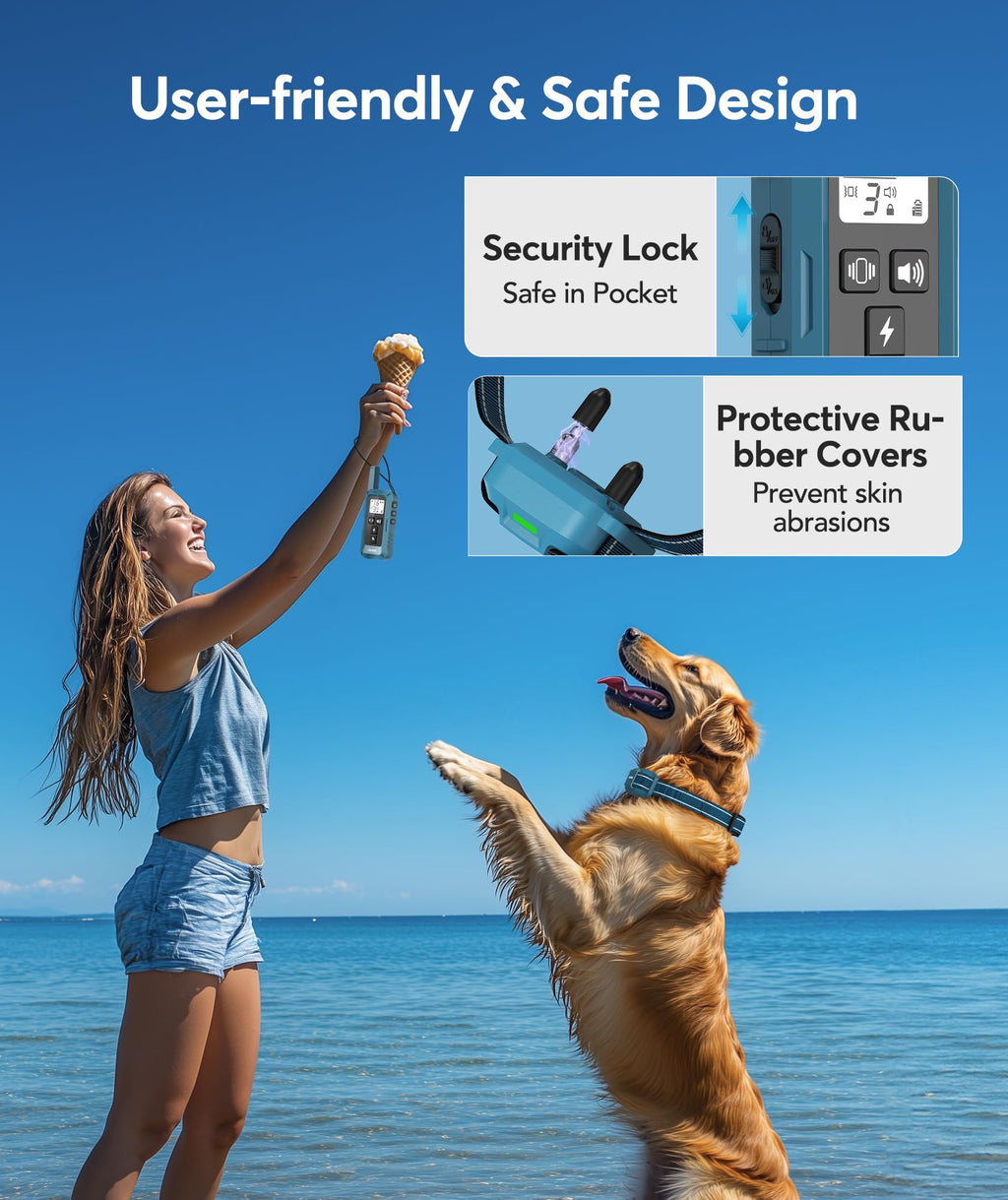 Jugbow Dog Shock Collar - 4200FT Dog Training Collars with Remote, IPX8 Waterproof E-Collar with 4 Training Modes, Security Lock, Rechargeable ShockCollar for Dogs 5-120lbs