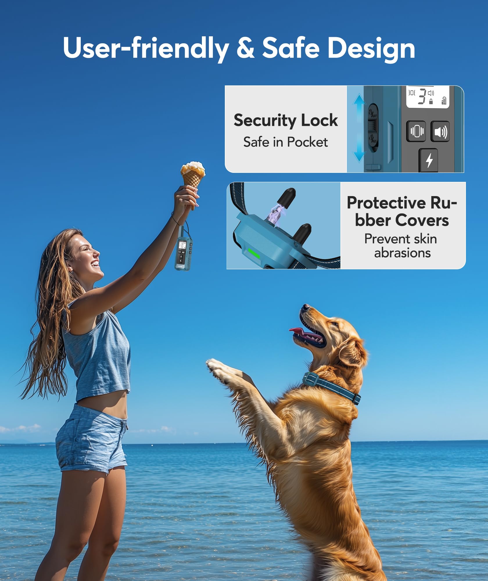 Jugbow Dog Shock Collar - 4200FT Dog Training Collars with Remote, IPX8 Waterproof E-Collar with 4 Training Modes, Security Lock, Rechargeable ShockCollar for Dogs 5-120lbs