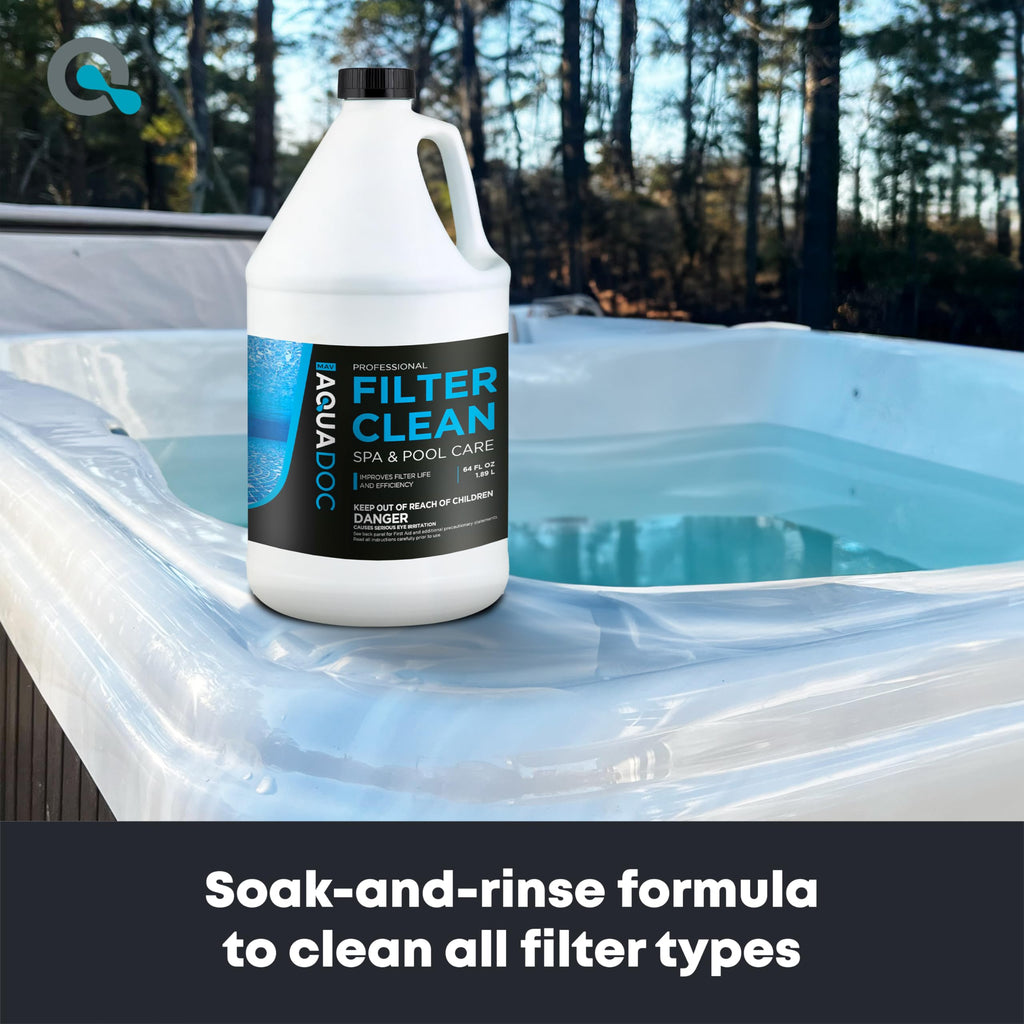 AquaDoc Spa & Hot Tub Filter Cleaner Soak - 64oz - Pool Filter Cleaner & Cartridge Cleaning Solution - Made in USA