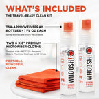 WHOOSH! Screen Shine Go 2-Pack – Two 1 fl oz Refillable Touchscreen Cleaners with Microfiber Cloths for Car, iPad, Laptop and Eyeglasses – Powerful Streak-Free Cleaning – Pocket-Sized, TSA-Approved