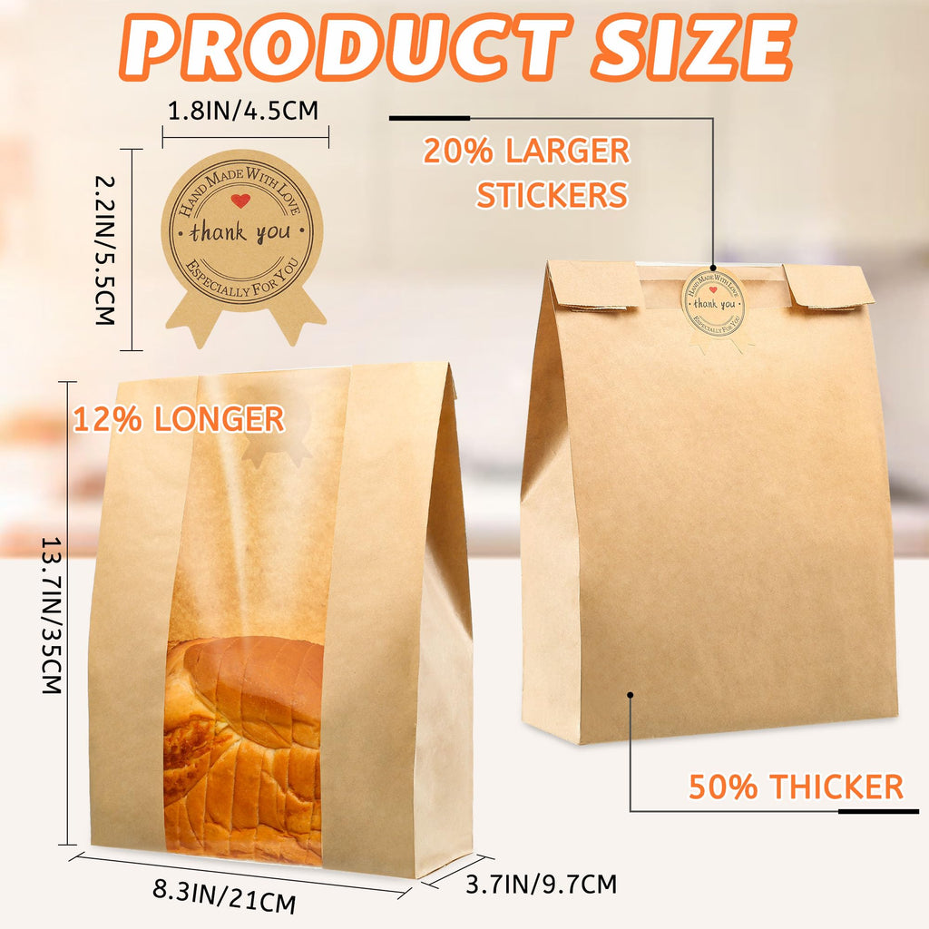 50 Pcs Bread Bags for Homemade Bread 50% Thicker With Window Sourdough Bags