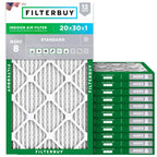 Filterbuy 20x30x1 Air Filter MERV 8 Essential Dust & Allergy Defense (12-Pack), Electrostatic Pleated HVAC AC Furnace Filters Replacement, Made in USA (Actual Size: 19.63 x 29.63 x 0.75)