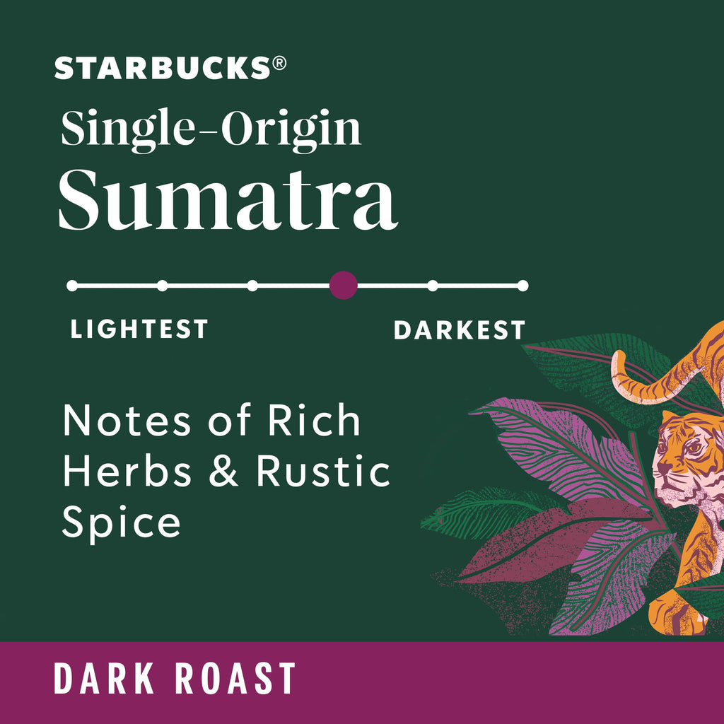 Starbucks K-Cup Coffee Pods, Dark Roast Coffee, Sumatra for Keurig Brewers, 100% Arabica, 6 boxes (60 pods total)