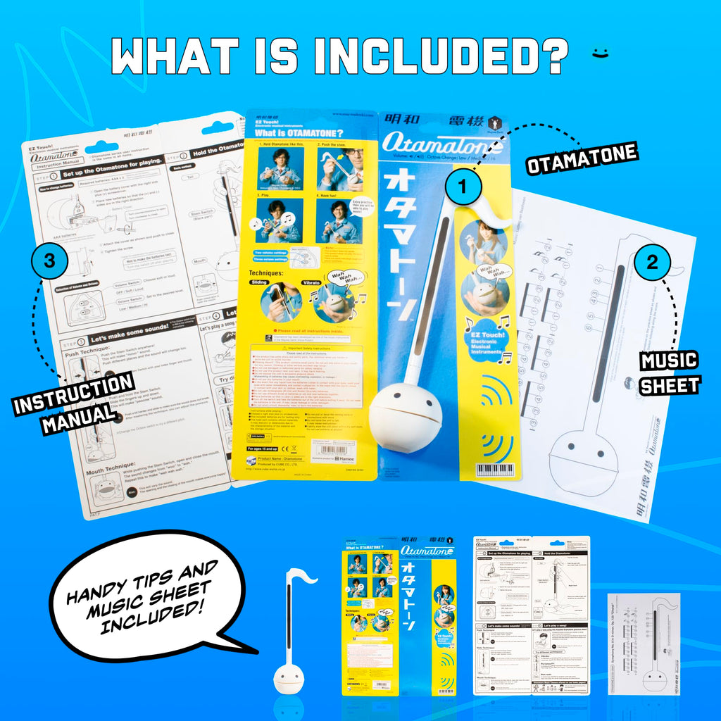 Otamatone Japanese Electronic Musical Instrument Portable Music Synthesizer from Japan by Maywa Denki Studio Award Winning, Educational Fun Gift for Children, Teens & Adults - White