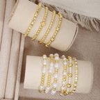 COLOYAN 10PCS Gold Beaded Stretch Bracelets for Women Stack