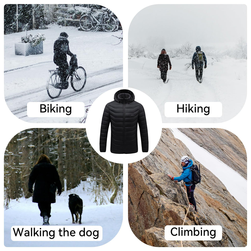 CHANGEOWN Heated Jackets for Women & Men, Dual-Control 15 Heating Zones Unisex Heating Jacket Coat with Battery, 3 Heating Levels Windproof & Waterproof Heating Jacket for Winter Outdoor, Medium