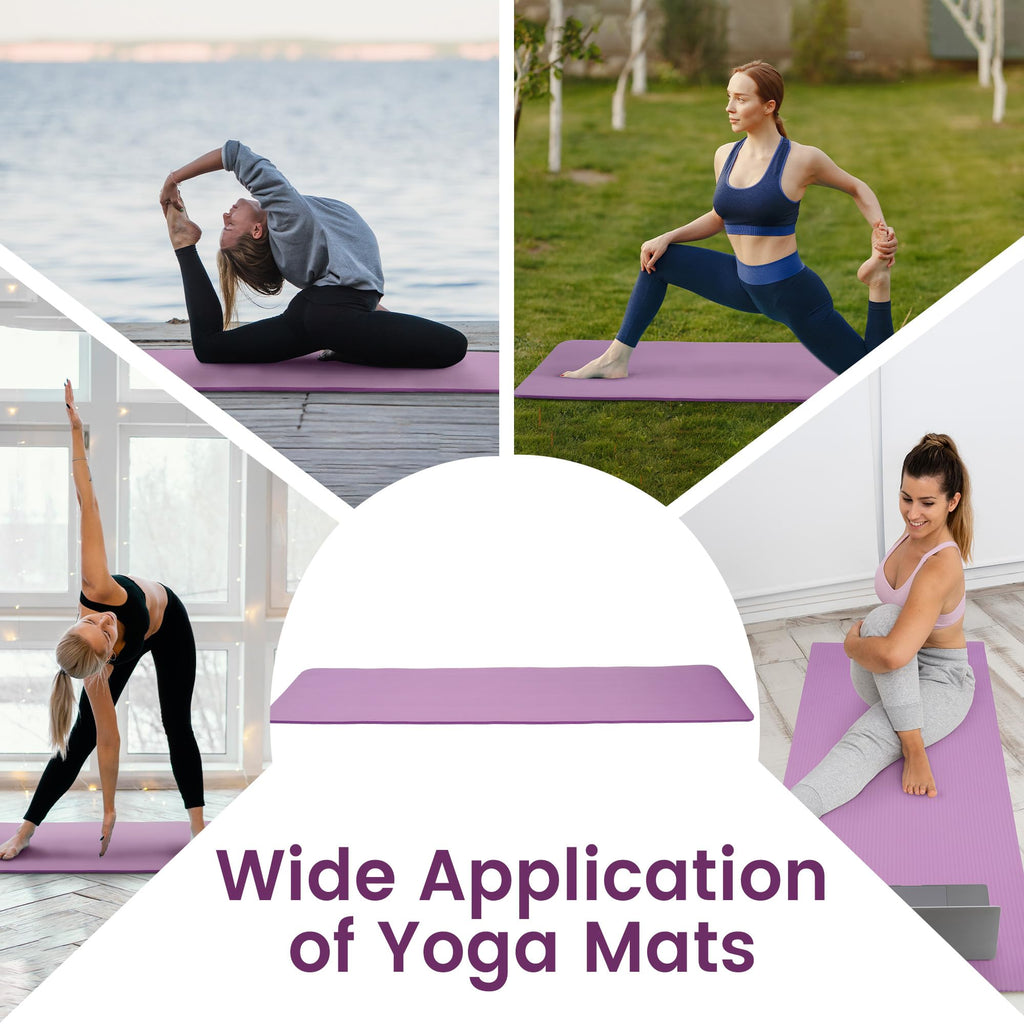 Fitvids 1/2-Inch Thick High Density Foam Exercise Yoga Mat with Carrying Strap, For Cushioning The Body Against Hard Floors, Taro Purple