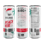 CELSIUS PEACH VIBE Sparkling White Peach, Sugar Free Energy Drink, 12 Fl Oz (Pack of 12)