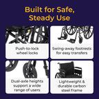 Drive Medical Cruiser III Lightweight Wheelchair - Enhanced Mobility Support - Adjustable Seat & Arm Options - Durable Carbon Steel Construction - Smooth-Rolling Mag Wheels - 20 Inch Seat