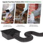 YOTODY Gutter Downspout Extensions,Catch Basin Low Profile Downspout Extender | No Deep Dig Catch Basin, Flexible Pipe Extension to 5.1ft, Protect House Foundation