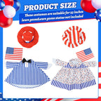Hoemwarm 2 Set 4th of July Porch Goose Outfits 23" Patriotic Cement American Flag and Star Goose Clothes Costume Independence Day for Outdoor Patio Yard Decoration