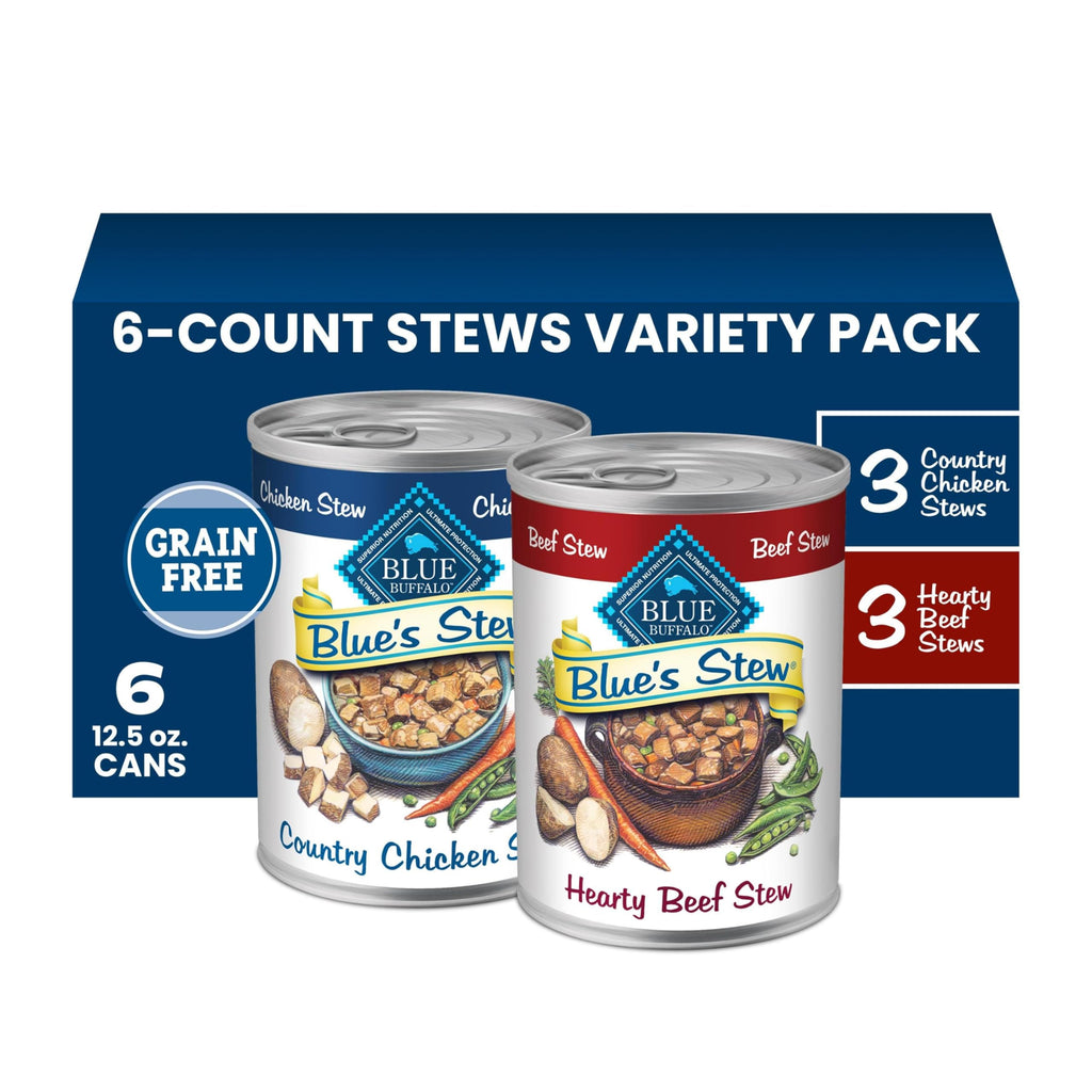 Blue Buffalo Blue's Stew Variety Pack Wet Dog Food, 12.5 oz, 6 ct