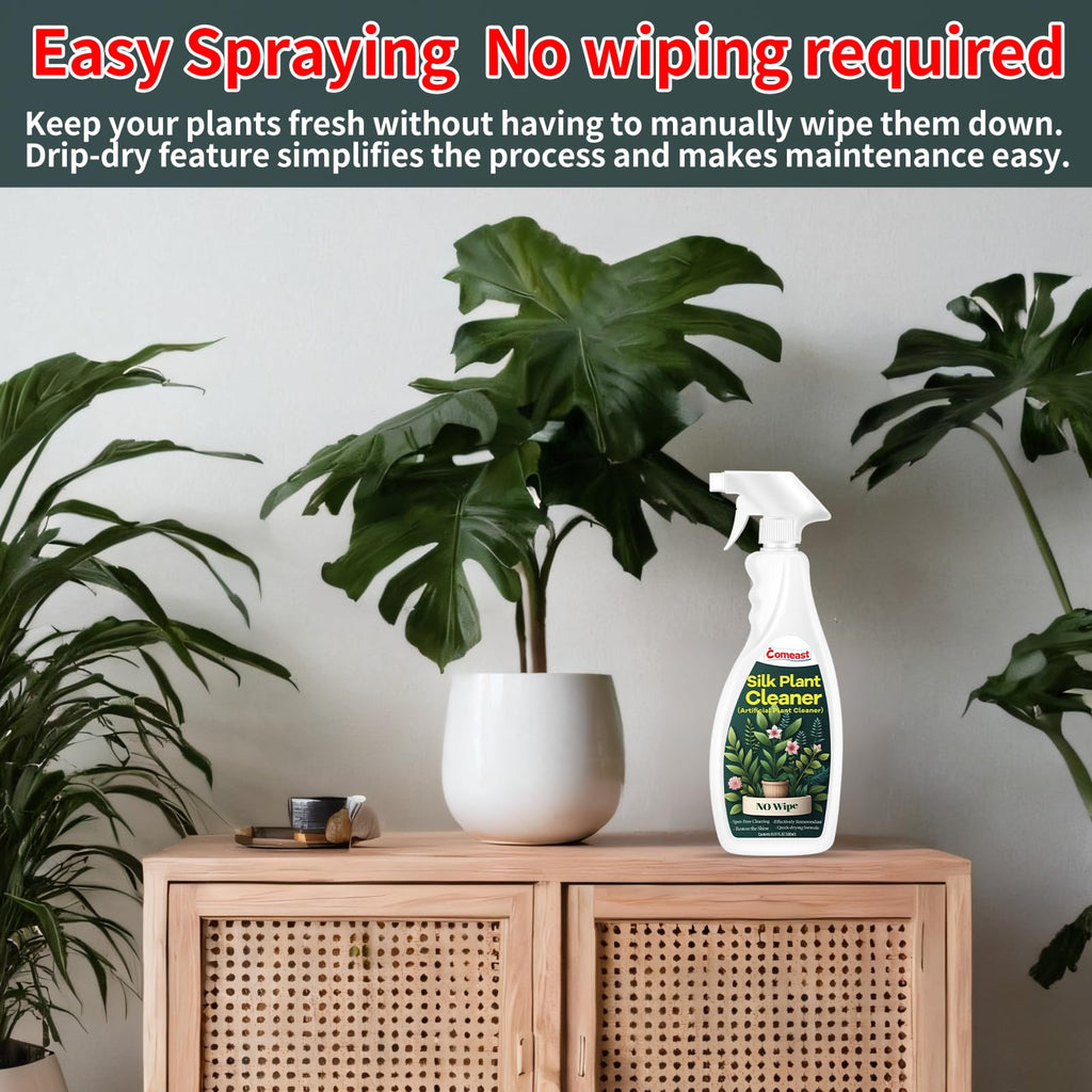 comeast Silk Plant Cleaner Spray No Wipe, Artificial Plant Cleaner and Silk Flower Cleaner Spray, Silk Flower Cleaner Spray No Wipe Spray Away Dust Remover, Drips Dry Faux Plant Spot16.91 Fl oz