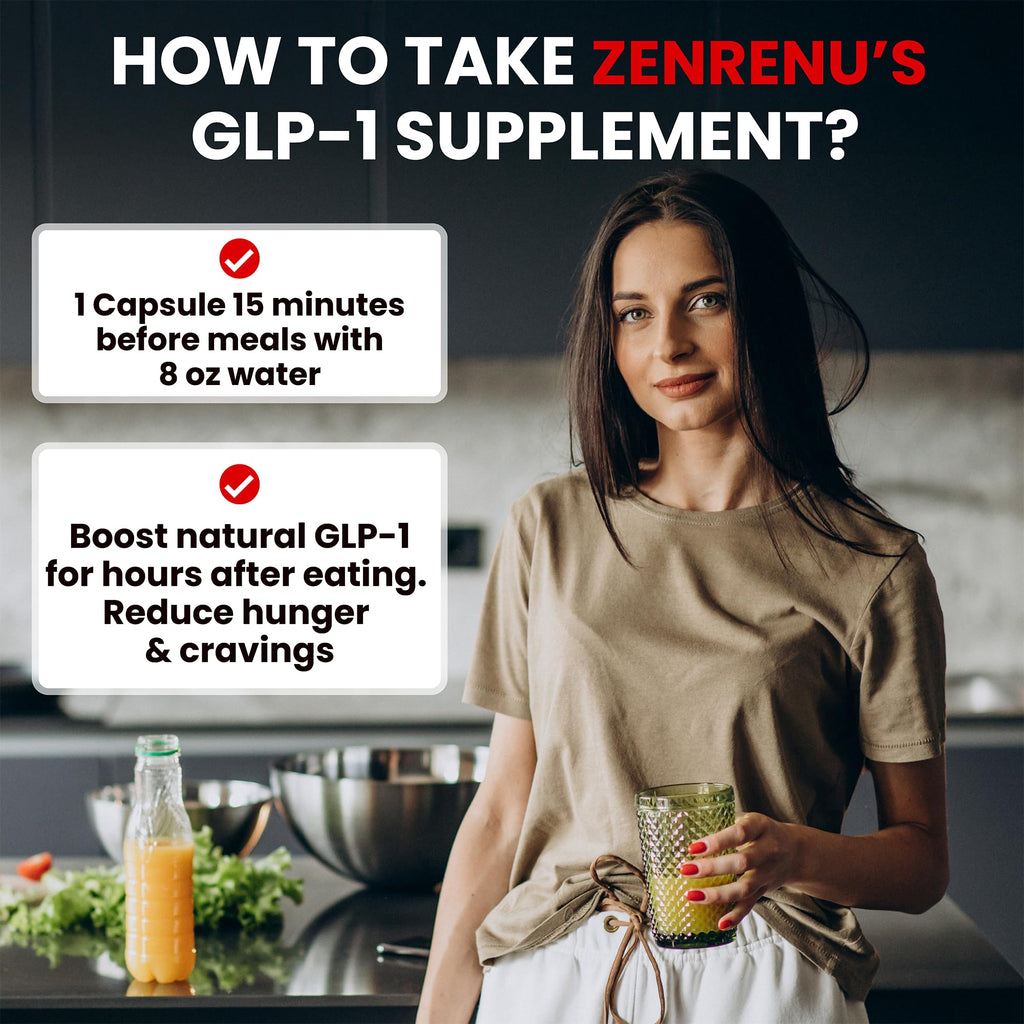Zenrenu GLP-1 Supplement for Women - Natural Metabolism, Appetite & Craving Support – Super Berberine, Cinnamon,Akkermansia Probiotic,11-in-1 Gut Support - GLP Activate -60 Vegan Caps