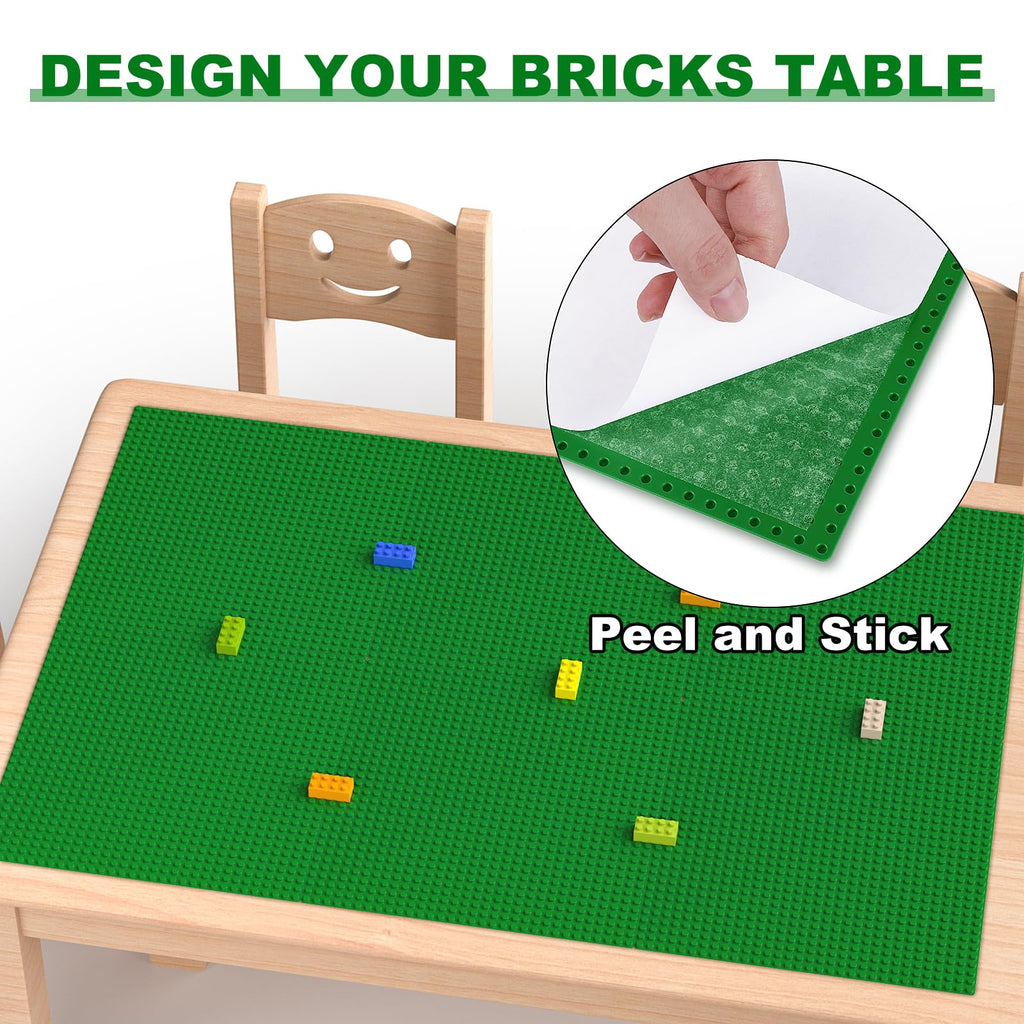 Pokiiulk Classic Baseplates, Peel and Stick Base Plates for Building Bricks, Compatible with Major Brands, Self-Adhersive Base for Bricks 10" x 10", 6 Pack Green