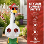Eywwuu Funny Porch Goose Summer Bikini, Sunglasses & Tassel Skirt - Fits 17'' and 24'' Lawn Geese - Yard Decoration (Round Fringe)