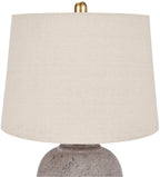 Nourison Home 23" Greyish Brown Earth Tone Rustic Farmhouse Ceramic Table Lamp for Bedroom, Living Room, Dining, Office, with Beige Linen Shade