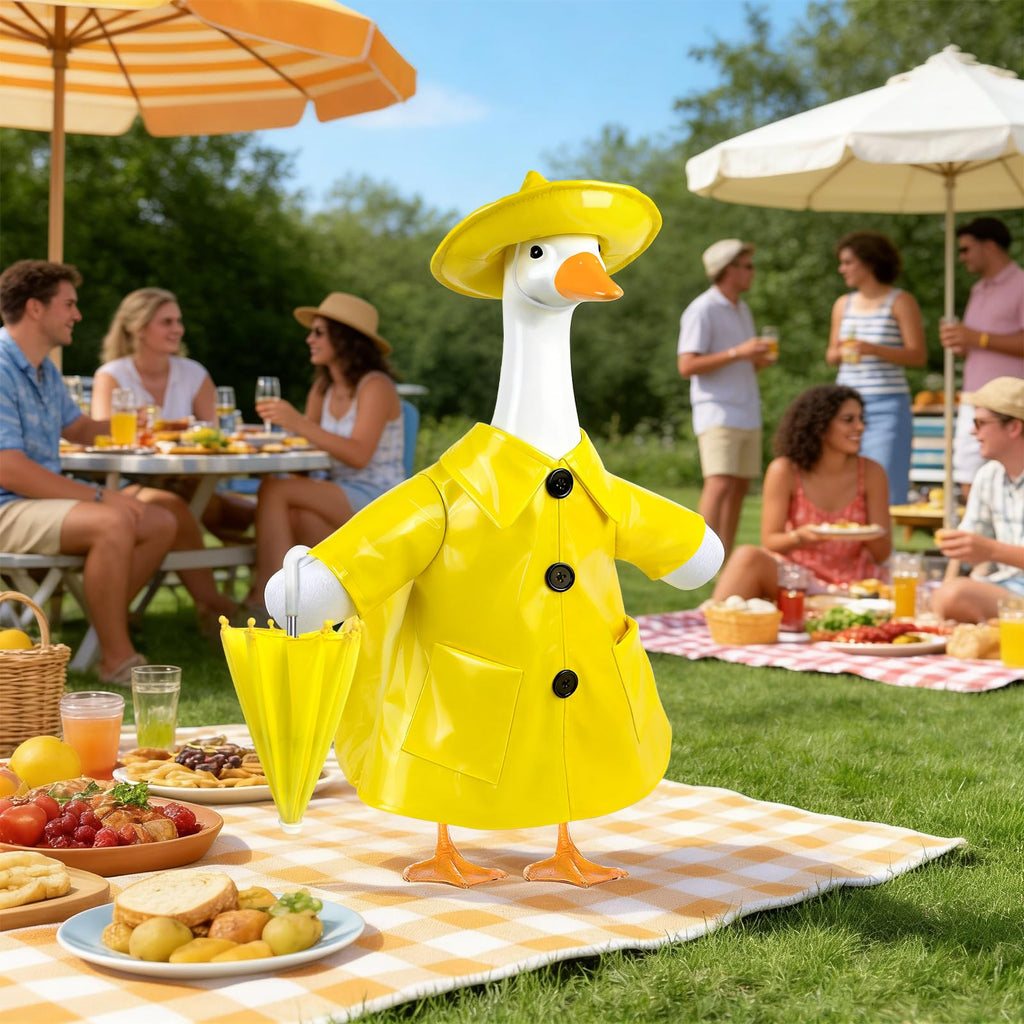 3 Pcs Raincoat Porch Goose Outfit,Summer Lawn Goose Statue Raincoat Costume